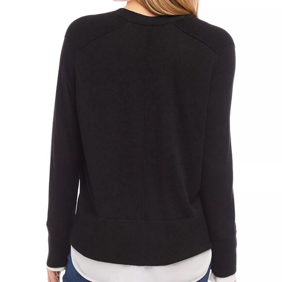 148$ Karen Kane Layered Buttons Front Cardigan Sweater Women's Size S Black - Picture 2 of 4